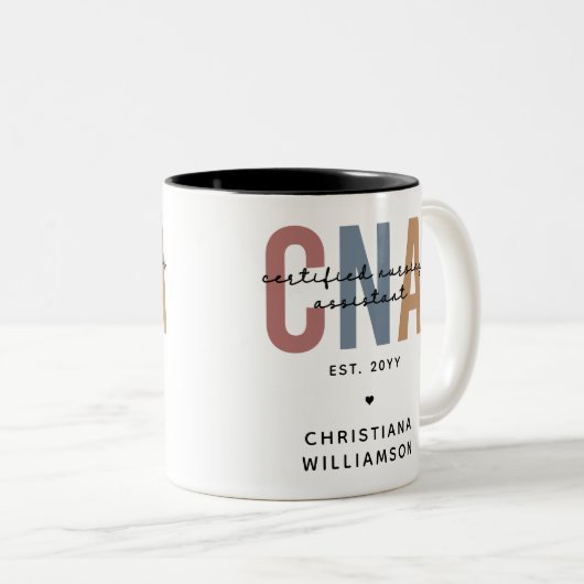 Aangepaste CNA Retro Certified Nursing Assistant-c Tweekleurige Koffiemok (Voorkant rechts)