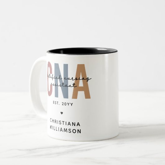 Aangepaste CNA Retro Certified Nursing Assistant-c Tweekleurige Koffiemok (Voorkant links)