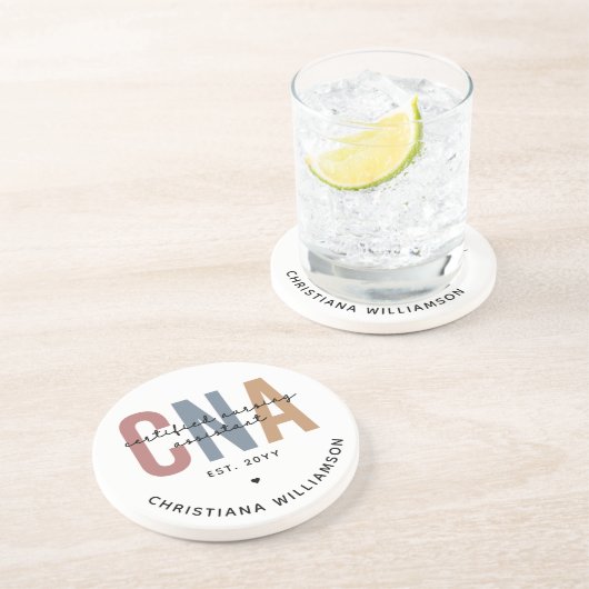 Aangepaste CNA Retro Certified Nursing Assistant-c Zandsteen Onderzetter (Zijkant)