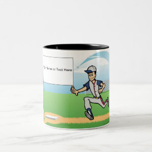 Aangepaste coach, honkbal - Mannelijke Cartoon Tweekleurige Koffiemok