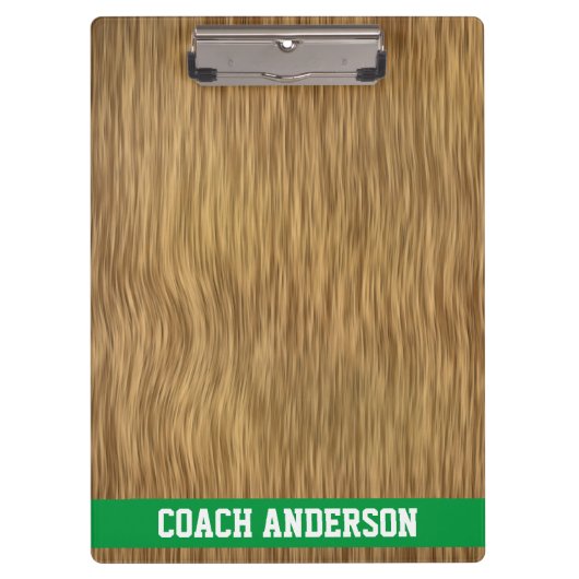 Aangepaste coach klembord op Faux-houten achtergro (Voorkant)