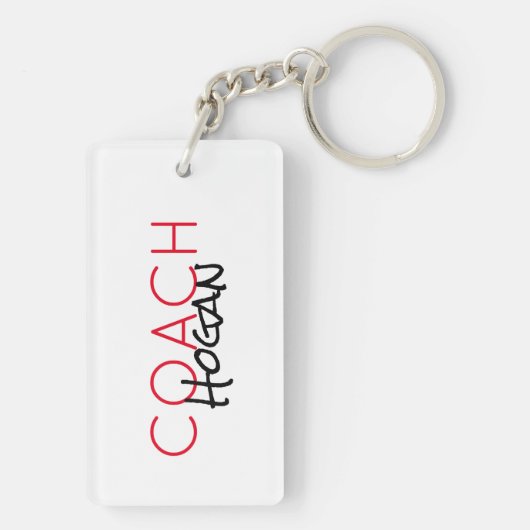 Aangepaste COACH NAAM rode zwarte teamkleuren Sleutelhanger (achterkant)