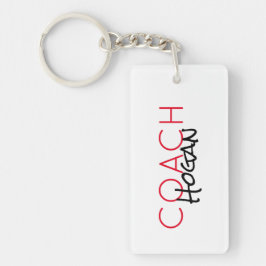 Aangepaste COACH NAAM rode zwarte teamkleuren Sleutelhanger