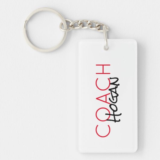 Aangepaste COACH NAAM rode zwarte teamkleuren Sleutelhanger (Voorkant)