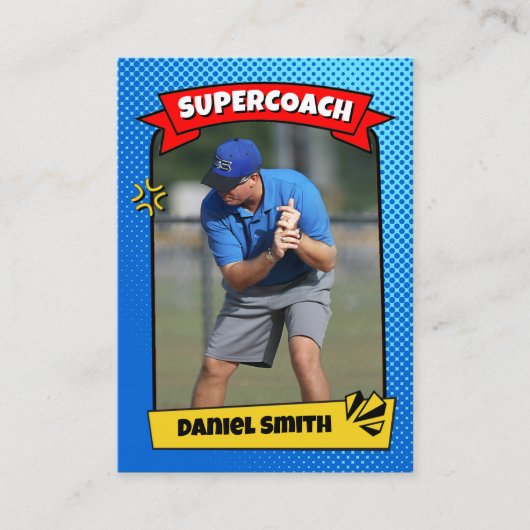 Aangepaste Coach Trading Kaart Comic, Beste coach  Contactkaartje (Voorkant)