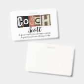 Aangepaste coachnaam badge (Voor- en achterkant)