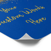 Aangepaste Cobalt Blauw Goud Verjaardagsfeest Foto Poster (Hoek)