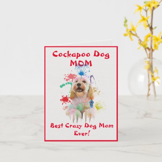 Aangepaste Cockapoo Moeder Hond Beste Gekke Hond D Kaart (Gele Bloem)