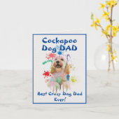 Aangepaste Cockapoo Pap Dog Beste Gekke Hond Papa  Kaart (Gele Bloem)