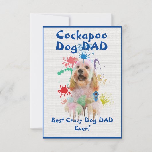 Aangepaste Cockapoo vader hond beste gekke hond va Bedankkaart (Voorkant)
