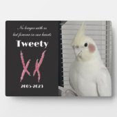 Aangepaste Cockatiel Foto Herdenking Fotoplaat (voorkant)