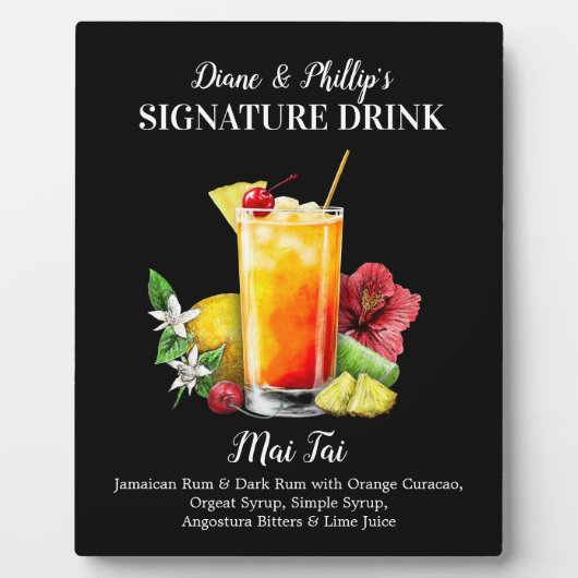 Aangepaste Cocktail Bar Sign Mai Tai Drink Fotoplaat (Voorkant)