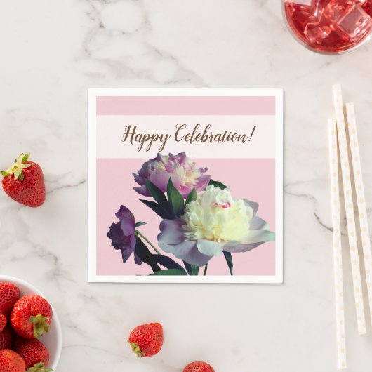 Aangepaste Cocktail Papier servetten Roze Pioenblo (Insitu)