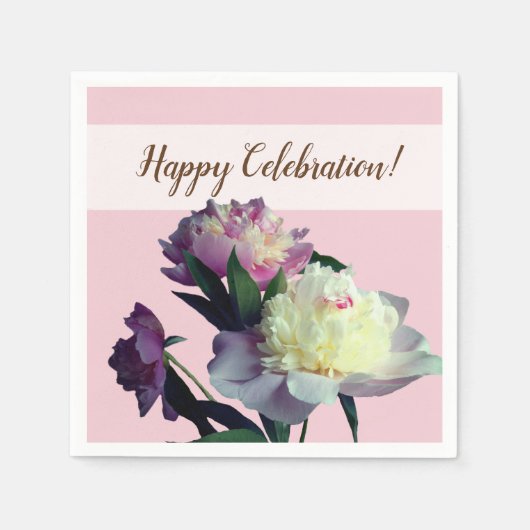 Aangepaste Cocktail Papier servetten Roze Pioenblo (Voorkant)