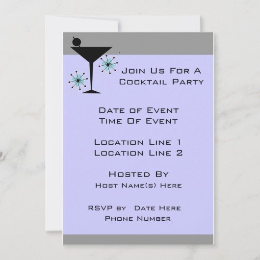 Aangepaste cocktailparty uitnodigingen (Voorkant)