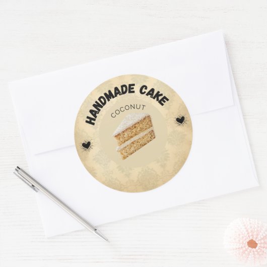 Aangepaste Coconut Cake Labels | Gepersonaliseerde (Envelop)