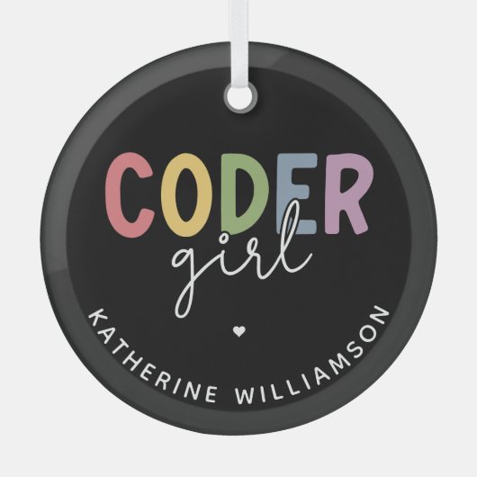 Aangepaste coder-Girl-programma Glas Ornament (Voorkant)