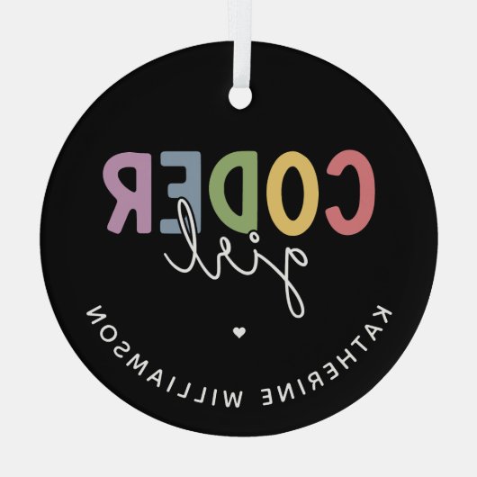 Aangepaste coder-Girl-programma Glas Ornament (Achterkant)