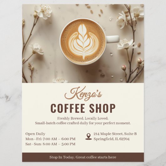 Aangepaste Coffee Shop | Gepersonaliseerde Café Ma Flyer (Voorkant)