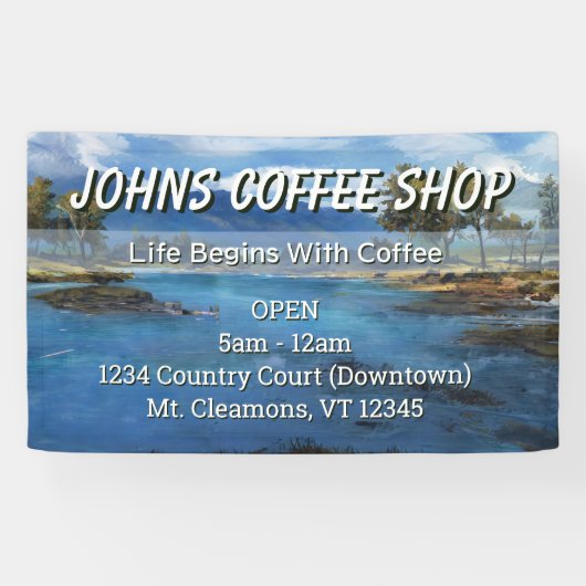 Aangepaste Coffee Shop Reclamebanner Spandoek (Horizontaal)