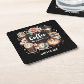 ☕Aangepaste Coffeecore Keuken Cafe Coffee Happy Pl Kartonnen Onderzetters (Schuin)