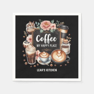 ☕Aangepaste Coffeecore Keuken Cafe Coffee Happy Pl Servet