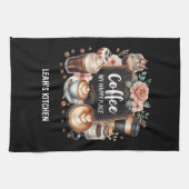 ☕Aangepaste Coffeecore Keuken Cafe Coffee Happy Pl Theedoek (Horizontaal)