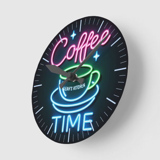☕Aangepaste Coffeecore Klok Coffee Memes Neon Uite (Hoek)