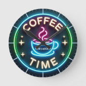 ☕Aangepaste Coffeecore Klok Coffee Memes Neon Uite (Voorkant)