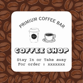 Aangepaste coffeeshop logo vierkante sticker
