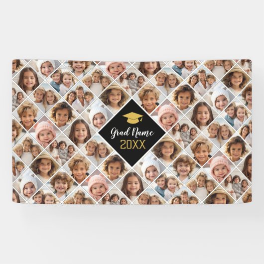 Aangepaste Collage 12 Foto - Graduation Party Spandoek (Horizontaal)