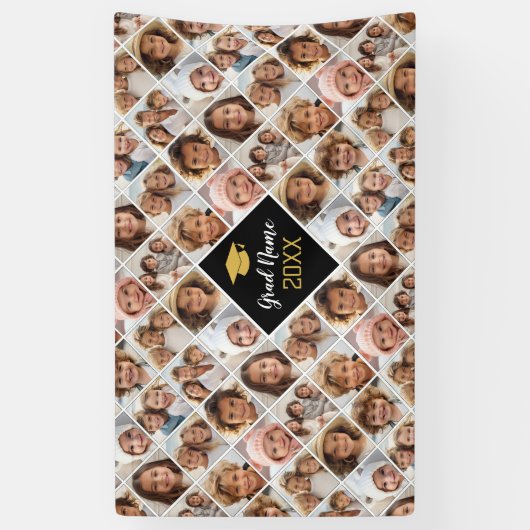 Aangepaste Collage 12 Foto - Graduation Party Spandoek (Verticaal)