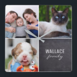 Aangepaste Collage 4 Foto's, gepersonaliseerd, gek Vierkante Klok<br><div class="desc">Pas deze muurklok aan met hun waardevolle foto's en werk de familienaam bij. Geniet van de complimenten bij het geven van zo'n doordacht geschenk.</div>