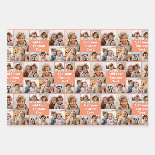 Aangepaste Collage 8 Foto - Aangepaste tekst Alle  Inpakpapier Vel (Voorkant 3)