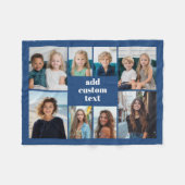 Aangepaste collage 8 foto's - blauw met witte teks fleece deken (Voorkant (Horizontaal))