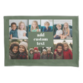 Aangepaste collage 8 foto's - groen met witte teks kussensloop (Voorkant)