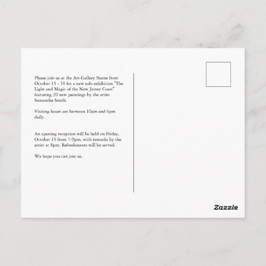 Aangepaste Collage Art Exhibit Invitation Briefkaa Briefkaart (Achterkant)