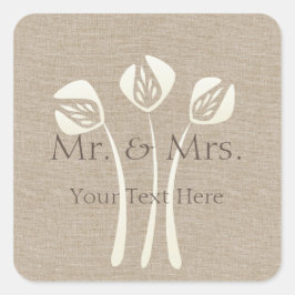 Aangepaste Collage Cream Art Deco Tulp Huwelijk Vierkante Sticker