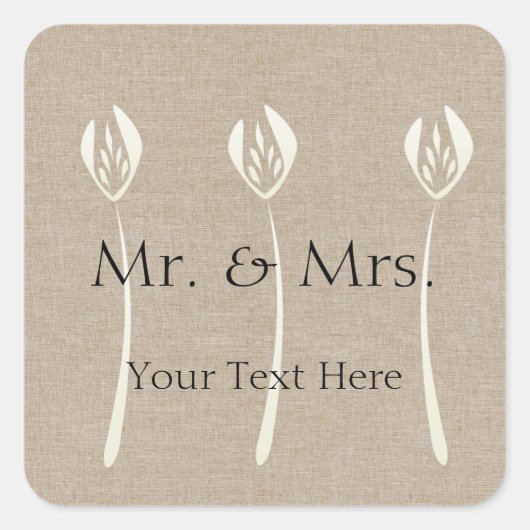 Aangepaste Collage Cream Art Deco Wedding Vierkante Sticker (Voorkant)