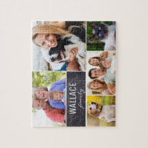 Aangepaste Collage foto's met familienaam Chalkboa