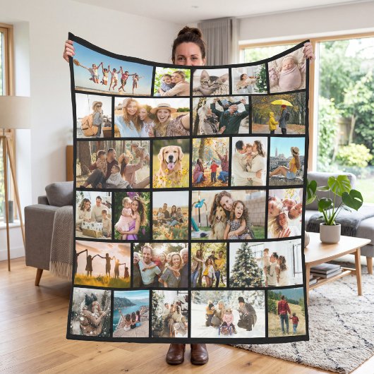 Aangepaste collage met 28 foto's fleece deken