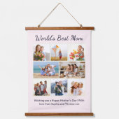 Aangepaste collage met 8 foto's Werelds beste moed Hangend Wandkleed (Voorkant)