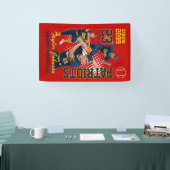Aangepaste collage met foto van honkbalspeler op m spandoek (Beurs)