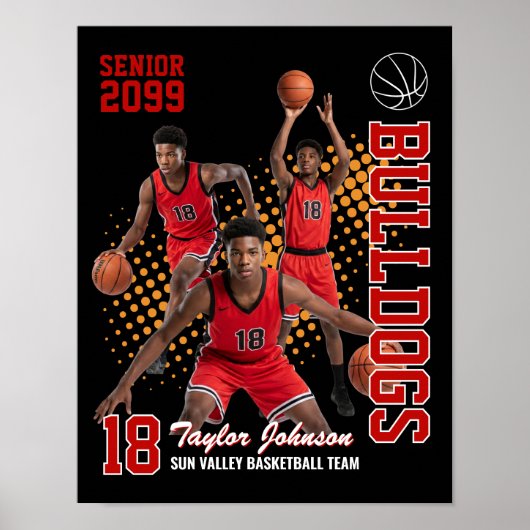 Aangepaste collage met foto van senior basketballs poster (Voorkant)
