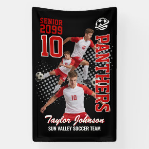Aangepaste collage met foto van senior voetbalspel spandoek