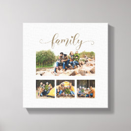 Aangepaste collage met vier familiefoto's en een l canvas afdruk