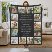 Aangepaste collage van 14 foto's met gedicht fleece deken