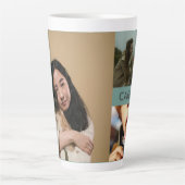 Aangepaste collage van drie foto's en gepersonalis latte mok (Voorkant)