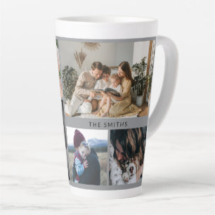 Aangepaste collage van zes foto's en gepersonalise latte mok