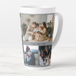 Aangepaste collage van zes foto's en gepersonalise latte mok